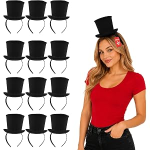 Nicky Bigs Novelties Adult Black Mini Top Hat Headband, Mini TopHat, Small Top Hat, Halloween Accessory, One Size
