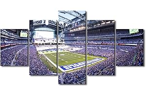 TUMOVO American Indiana Decor Sports Wall Art Lucas Oil Stadium Paintings Sports Pictures Soccer Sport Artwork Rustic Home Decor 5 Panels for Living Room Framed Gallery-Wrapped Ready to Hang (60" Wx32 H)
