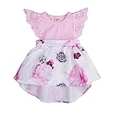 Newborn Infant Baby Girls Floral Dress Flutter Lace