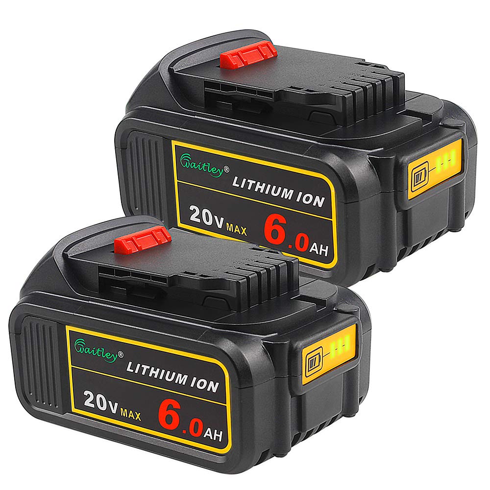 2 Pack Waitley DCB200 6.0A Replacement Battery Compatible with Dewalt 20V Max XR Tools