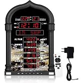 AIPEBANI Azan Clock, Muslim Athan Prayer Clock, Athan Wall Clock with Digital LED Backlight أذان for Islamic Home Office Mosque Eid Ramadan Gift Black