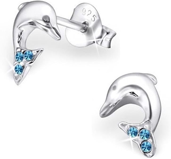 INFINIONLY Herz Ohrringe Aus 925 Silber Mit Blauem Kristall - Elegante Ohrstecker Für Frauen