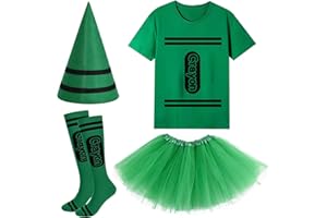 Clovilet 4 Pcs Halloween Crayon Costume Include Crayon Shirt,Tutu SKirt,Socks and Cone Hats for Women Group Dress Up