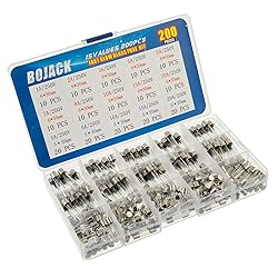 BOJACK 15 Values 200 pcs Fast-Blow Glass Fuses