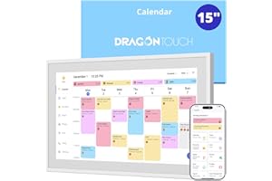 Dragon Touch 15.6" Digital Calendar Chore Chart – 1080P Full HD Interactive Touchscreen, Smart Family Planner, Hearth Display Digital Calendar Wall & Desk Mountable for Seamless Scheduling