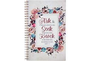 Christian Art Gifts Notebook Ask Seek Knock Matthew 7:7 Bible Verse Inspirational Writing Notebook Gratitude Prayer Journal Flexible Cover 128 Ruled Pages w/Scripture, 6 x 8.5 Inches