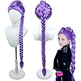 BERON Girls Purple Long Wig with Braided Women Straight Long Braids Wigs for Cosplay Costume or Party