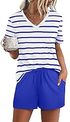 RUBZOOF Women's Short Sleeve Pajama Sets Striped