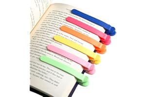 MOTEERLLU 6pcs Silicone Automatic Bookmarks, Book Lovers Gifts for Reading Women, Men, Kids, Readers, Unique Cute Book Page Holder Accessories, Stay in Place and Follow as You Read