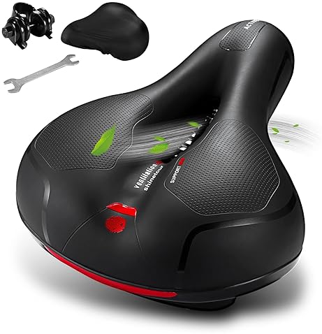 Cycling - Comfortable Seat Cushion for Men Women with Dual Shock Absorbing Ball Memory Foam Waterproof Wide Bicycle Saddle Fit for Road Bikes