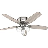 Hunter 52 inch Indoor Ceiling Fan with LED Lights - Ceiling Fan with Pull Chain, For Bedroom, Living Room, or Kitchen, Low Pr