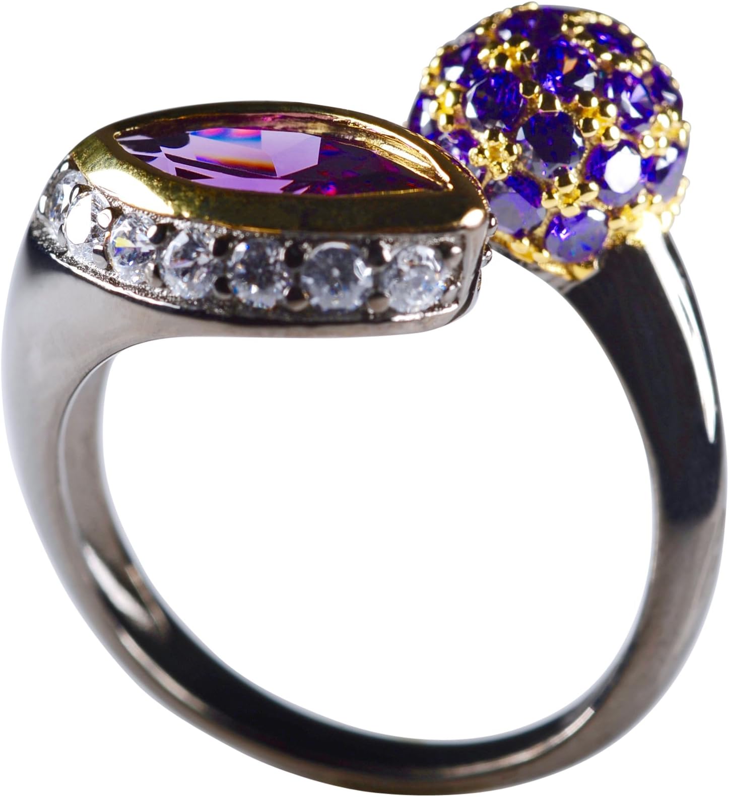 Tingle Alexandrite Rings Fine Jewelry for Women Unique Changing Colors Gemstone Wedding Engagement Ring Sterling Silver Ring Adjustable Size Black Rhodium Ring Vintage Ring Large Stone Ring