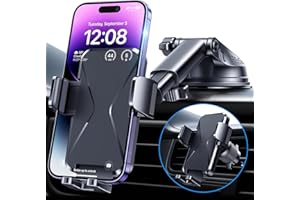 Ossvaln Cell Phone Car Mount [Upgraded - Super Suction Power] Car Holder for Phone 3-in-1 Universal Phone Holder for Car Vent Phone Mount 360° Car Holder Phone for iPhone Android Smartphones