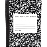 BAZIC PRODUCTS Premium Black Marble Composition Notebook, College-Ruled | 100 college-ruled sheets (200 pages), Black Marble composition notebook, Sewn binding, 9.75 x 7.5 in