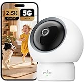 youkey Indoor Camera 2.5K, No Monthly Fees, Pan & Tilt, 360° Dog/Pet Camera for Home Security, 2.4G/ 5GHz WiFi 6, Bluetooth Pairing, Human/Pet/Baby Crying Detection, Two-Way Audio, Night Vision