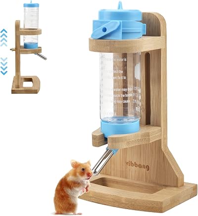 Vibbang Wooden Hamster Water Bottle Holder 125ML Adjustable Stand