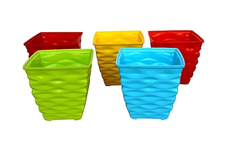 GARDENS NEED 110003 Plastic Diamond Pot Set (Multicolored, 5-Pieces)