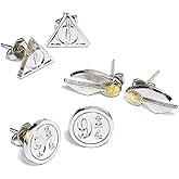 Harry Potter Official Stud Earring Set of 3 - Deathly Hallows/Golden Snitch/Platform 9 3/4