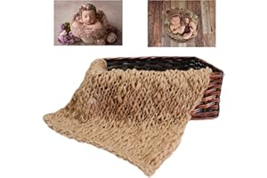 M&G House Newborn Wrap Baby Photography Wool Wrap Baby Photo Props Baskets Filler Rug(Light Tan)