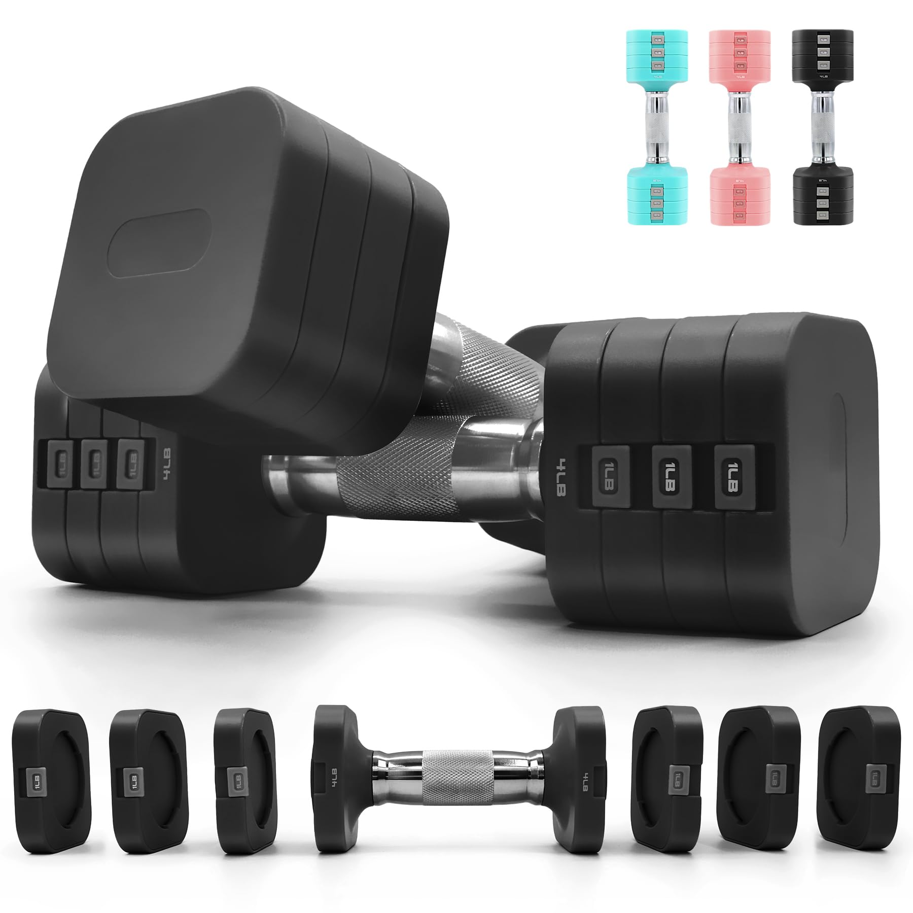 Photo 1 of 20LBS Adjustable Dumbbell Set, 4 in 1 Free Weights Dumbbells Set for,4lb 6lb 8lb 10lb, with Metal Non Slip Handle?Quick Change?Home Gym Strength Training Equipment for Men and Women