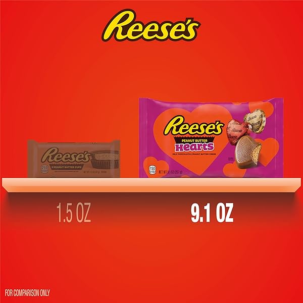 REESE’S CHOCOLATE PEANUT BUTTER CREME HEARTS, VALENTINE’S CANDY BAG, 9.1 OZ