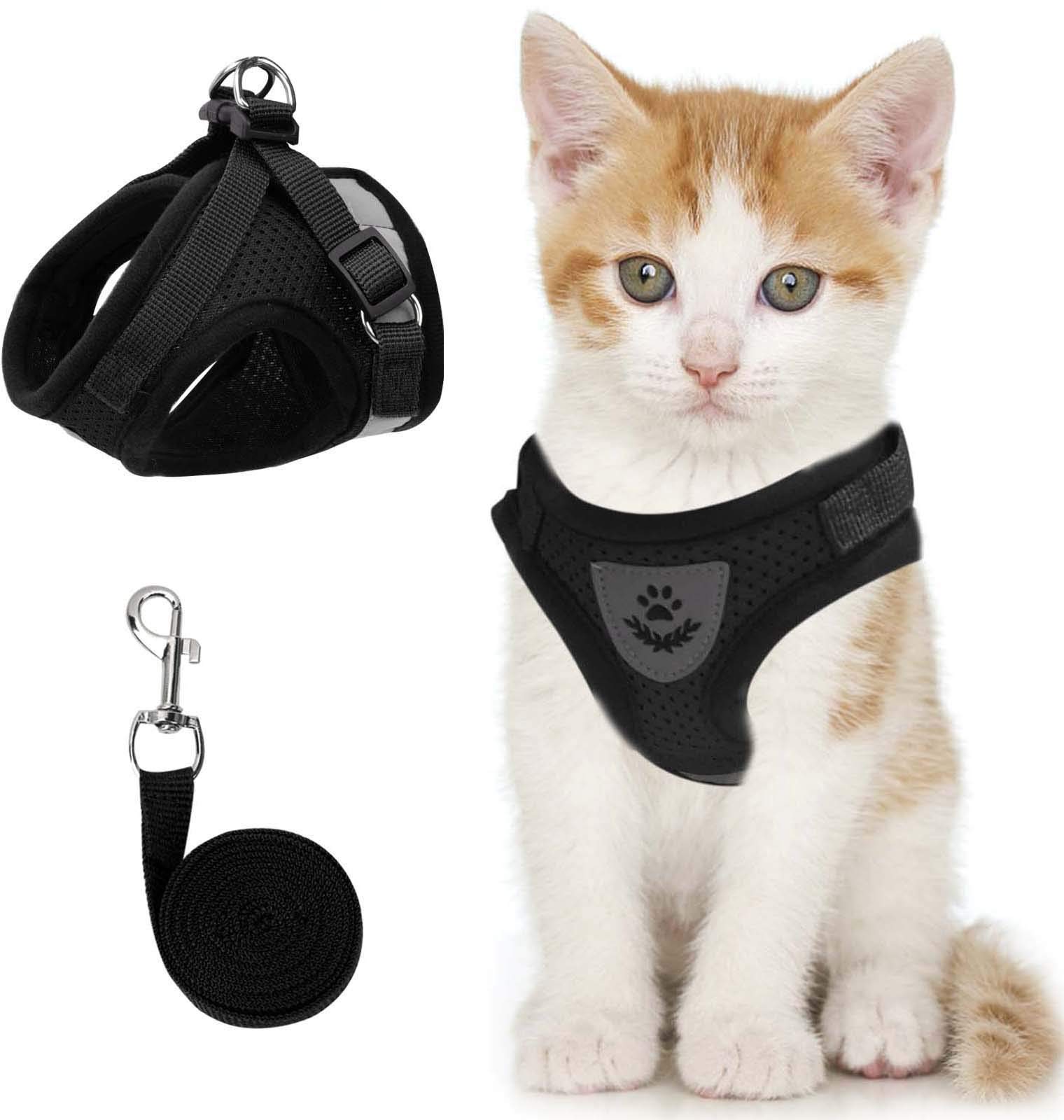 Photo 1 of Cat & Dog Vest Harness - All Weather Mesh, Reflective Strap, Step-in Adjustable for Small Cats & Dogs (Black, XS)