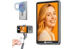 OmniMaster Back Camera Monitor for iPhone & Samsung – Magnetic Selfie Screen with Bluetooth Remote, Record Stunning 4K Videos for Vlogging & Livestreaming MagView (Gray)