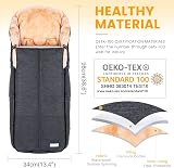 Orzbow Universal Footmuff for Stroller Dark Grey Warm Faux Sheepskin Liner view 7