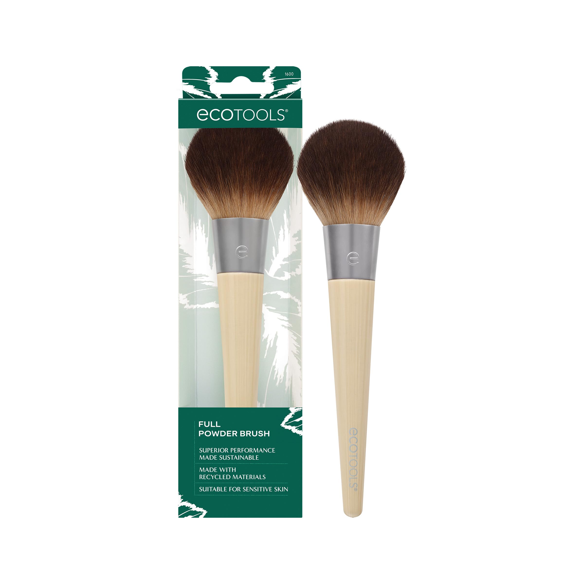 EcoTools Full Powder Brush, Fluffy Makeup Brush For Loose & Pressed Powder, Best For Setting Makeup, Large Head With Soft, Synthetic Bristles, Vegan & Cruelty-Free, 1 Count