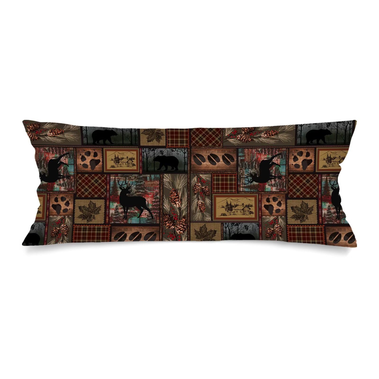 Photo 1 of ***STOCK IMAGE FOR REFERENCE*** Brown Lumbar Pillow Cover 14x36 Long Body Pillow Covers for Bed,Rustic Cabin Lodge Bear Moose Deer Country Decorative Accent Throw Pillowcase Vintage Pillowcases Couch Pillows Cover for Bedroom