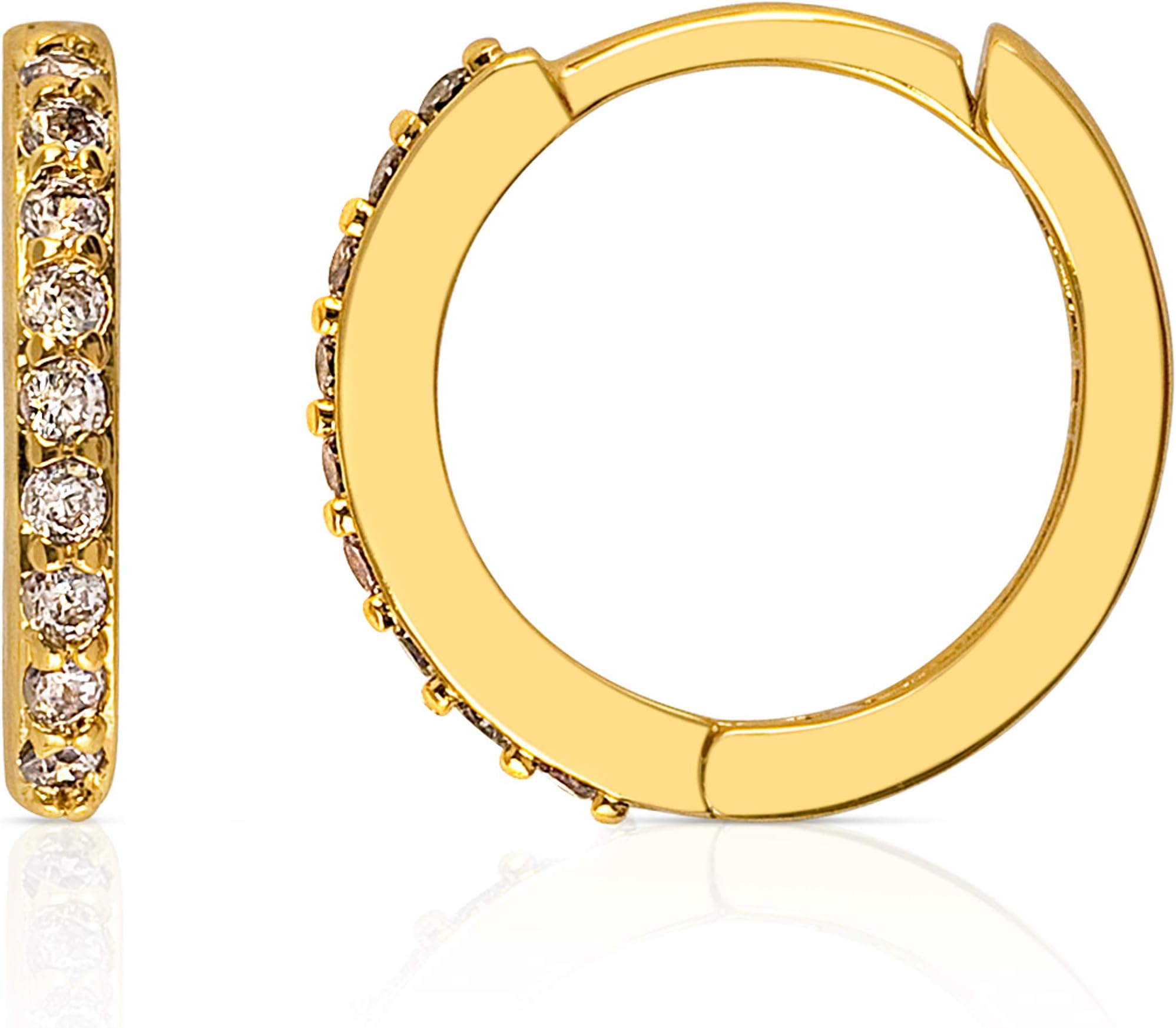 18K Gold Plated Cubic Zirconia Cuff Earrings Huggie Hoop