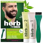 Herb for Men Mustache &amp; Beard Dye (Dark Brown, 1 Pack) | PPD-Free, Ammonia-Free, Vegan with Natural Ingredients, Odorless, Gentle for Sensitive Skin, No Skin Irritation