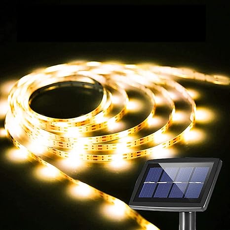 tira de luces led solares al aire libre 16 4 ft 16 4 pies 150 luces led de cadena solar 2 modos tiras de luz de encendido y apagado automatico para