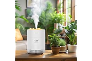 HOTLIFE Portable Mini Humidifier, Small Cool Mist Plant Humidifiers, Humidifiers for Baby Rechargeable Personal Desktop Humidifier for BedroomTravel Office Home with Night Light,Auto Shut-Off,3 Filter