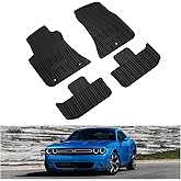 KIWI MASTER Floor Mats for 2011-2023 Dodge Challenger RWD, OEM Replacement 82212545, Custom Fit All Weather Car Mats, Heavy Duty TPE Floor Liners, Front & Rear 2 Row, Black