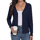 Yincro Womens Cardigan Lightweight Button Down Long Sleeve Knit V-Neck Soft Basic Cardigans Sweater