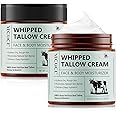 Whipped Beef Tallow for Skin - 100% Grass Fed Pure Beef Tallow with Honey Natural Moisturizing Cream for Face and Body Deep Hydration Softens Dry Skin Nourishing Tallow Cream ((2 Packs 2 x 4.2 Oz))