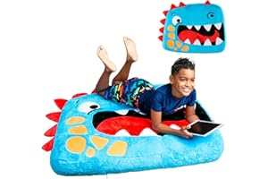 BigMouth Inc Inflat-A-Pal Inflatable Floor Pillow, Jumbo Animal Cushion Lounger for Kids, Soft Plush Perfect for Bedrooms and Playrooms - Dinosaur