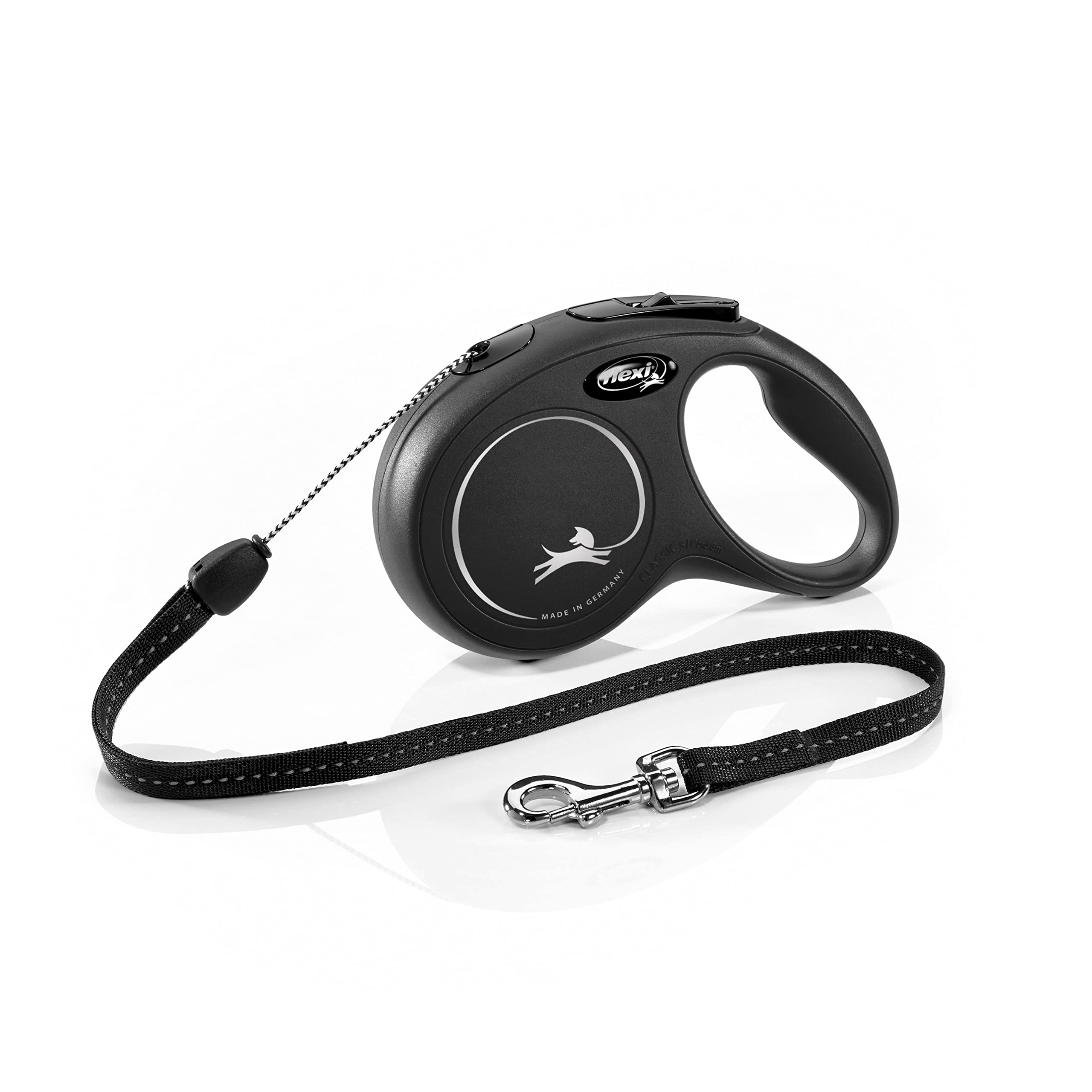 flexi New Classic Cord Black Retractable Dog Lead Small 12kg - 8m (26ft)