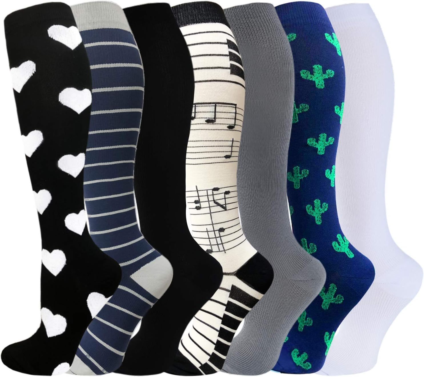 Compression Socks for Women & Men(1/3/7/8 Pack) - Best for Running,Medical,Nurse,Travel,Cycling-20-30mmHg
