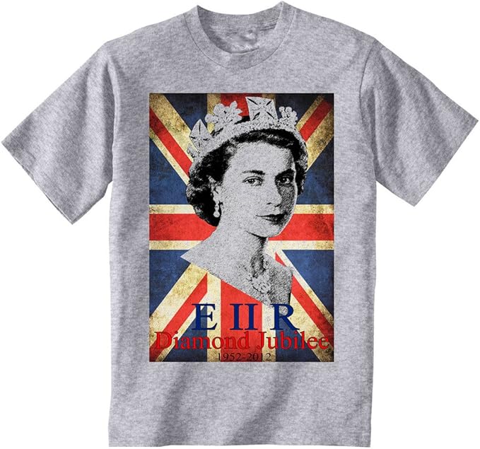 Teesquare1st Men's ELIZABETH II JUBILEE Grey TShirt Amazon.co.uk