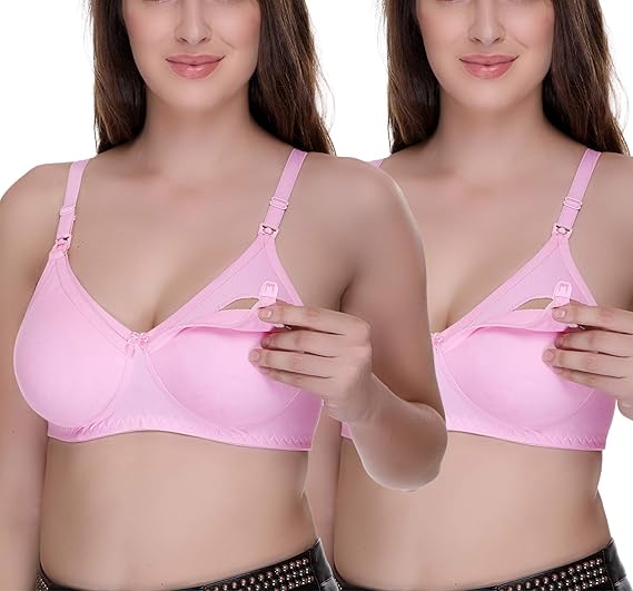 Women's Full Cup Cotton Nursing Maternity Feeding Bra (Pack of 2, Size 42B)