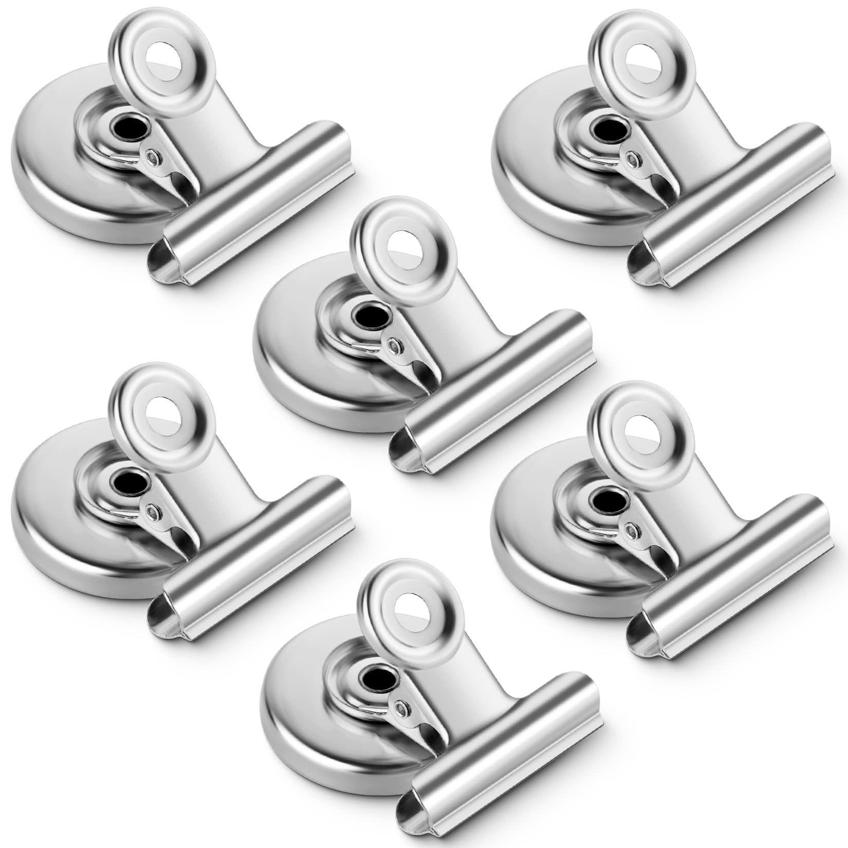 Photo 1 of Grtard 6 Pack Magnetic Clips Heavy Duty, Magnet Clips for Fridge, Refrigerator Magnets, Strong Magnetic Clip,Scratch Free Magnets with Clip for Refrigerator, Whiteboard, Classroom, Locker(Silver)