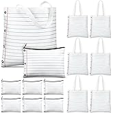 Paterr 12 Pcs Teacher Canvas Tote Bags Gifts for Women DIY Teacher Appreciation Gifts Canvas Tote Bag with Pouch Bag
