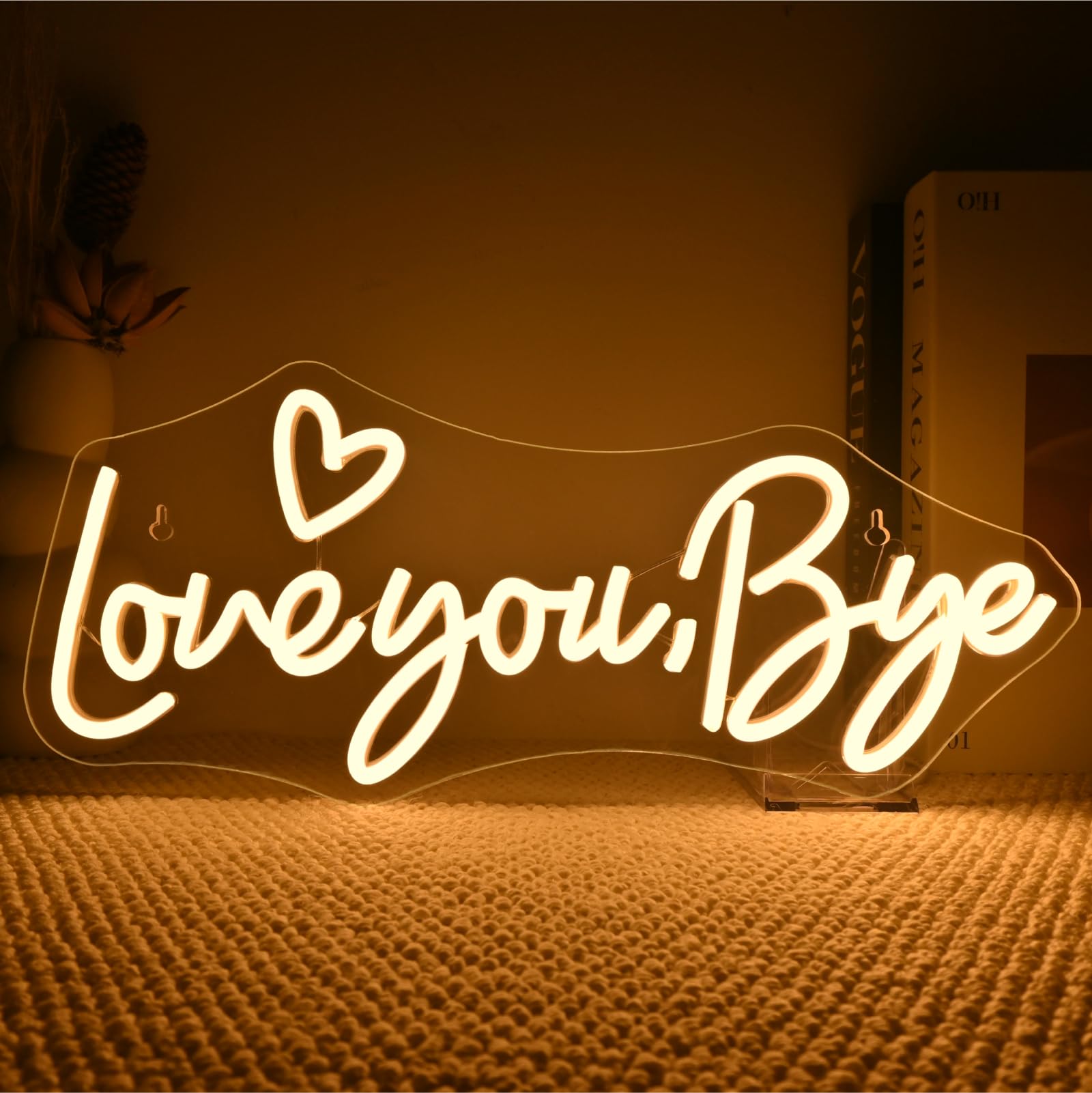 Photo 1 of FAXFSIGN Love You Bye Neon Sign Above Door Led Light Neon Signs For Wall Decor Warm White Entryway Hallway Neon Light Graduation Bedroom Home Wedding Party Bar Modern Decoration Birthday Gift