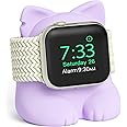 ELETIUO Charger Stand Compatible with Apple Watch Series 49/46/45/44/42/41/40/38mm iWatch Ultra2/Ultra/10/9/8/SE2/7/6/SE/5/4/3/2/1,Silicone Charging Dock Organizer Supports Night Stand Mode,Purple