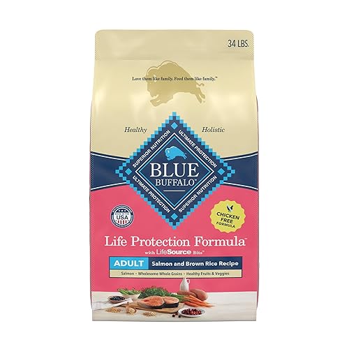 Blue Buffalo Life Protection Formula Adult Dry Dog Food, Helps Build and Maintain Strong Muscles, Made with Natural Ingredients, Salmon & Brown Rice Recipe, 34-lb. Bag