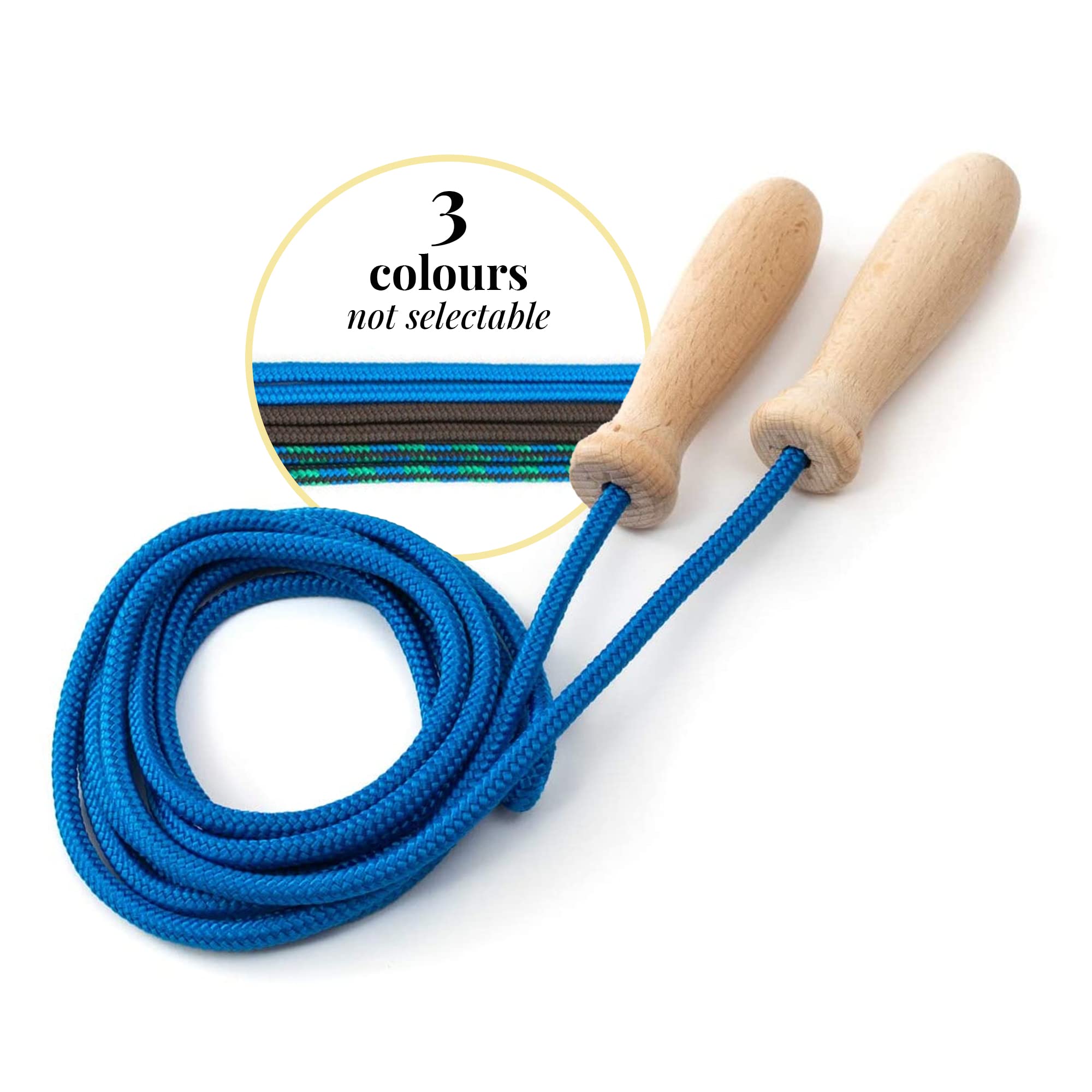 tuuli Wooden Handle Jump Rope, Cotton Rope Fitness Game Training 230cm, Made in EU