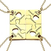 Yonhon BFF Necklace for 3/4/5/6 Stainless Steel Family Friendship Puzzle Sister Keychain Set