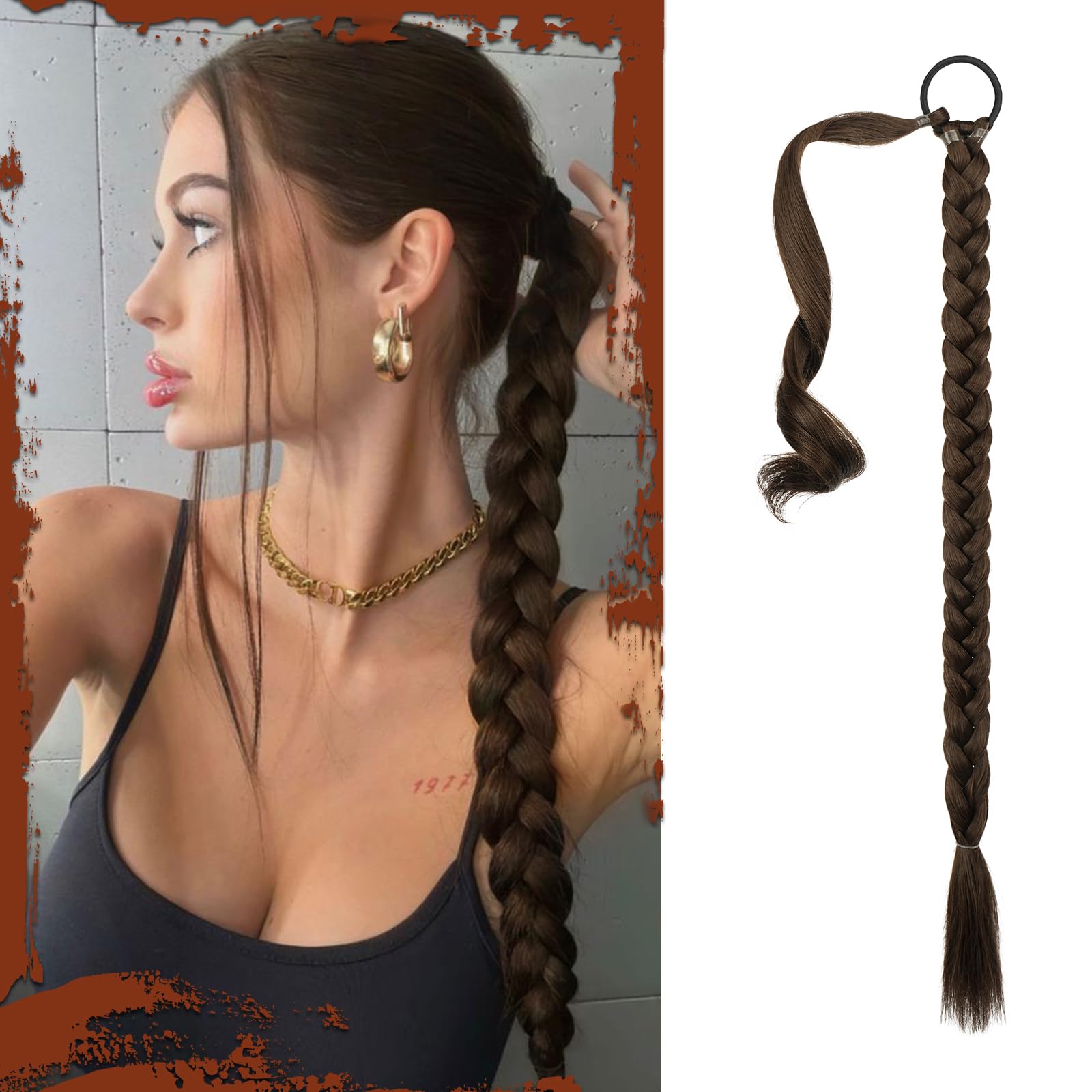 SOFEIYAN Long Braid Ponytail Extension with Hair